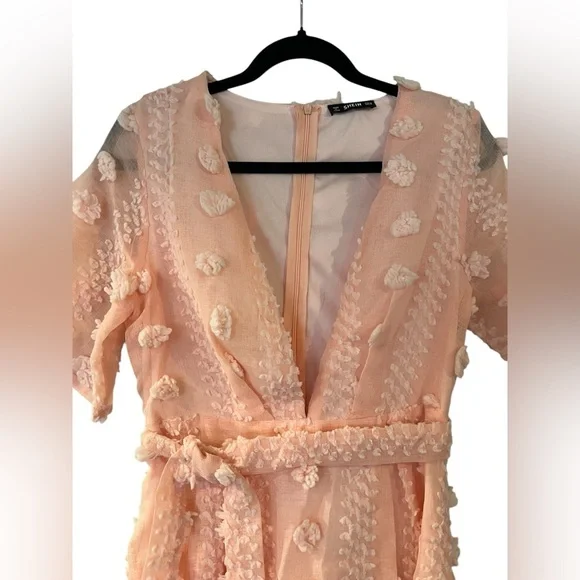 Shein Pink Embroidered Mini Dress Size Medium - Picture 5 of 10